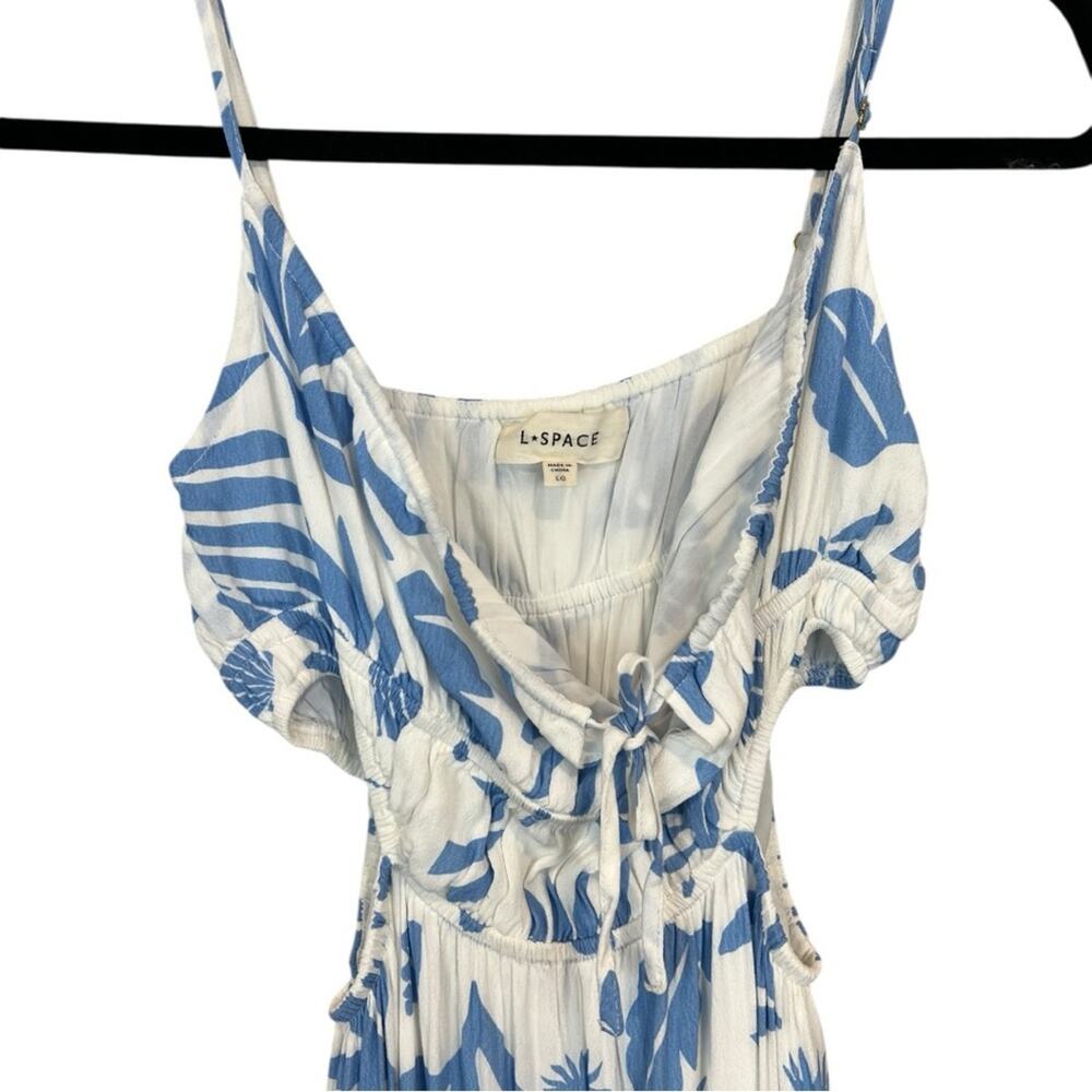 l*space White and Light Blue Floral Maxi Dress with Side Slit - Picture 10 of 15